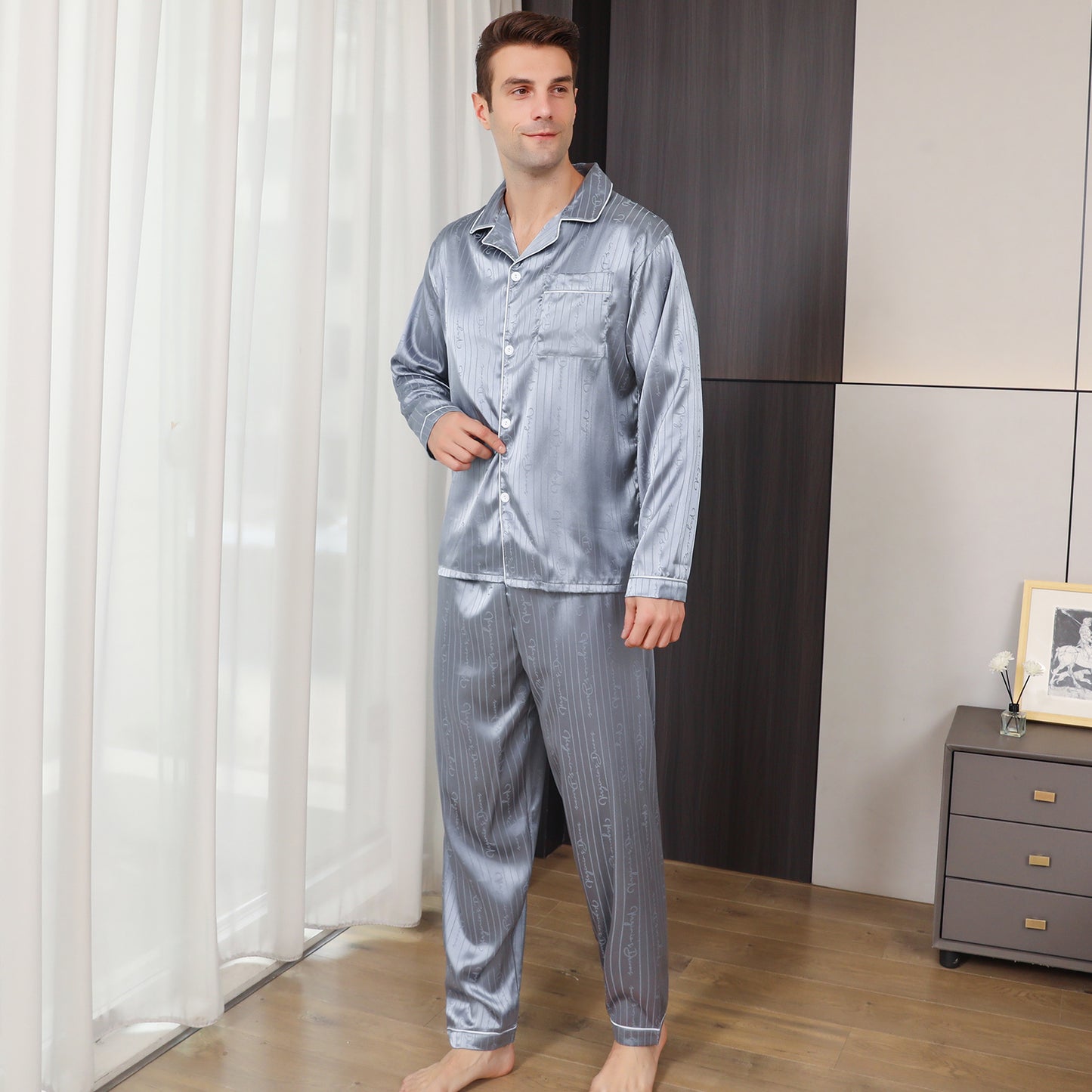 Ice Silk Men's Pajama Set