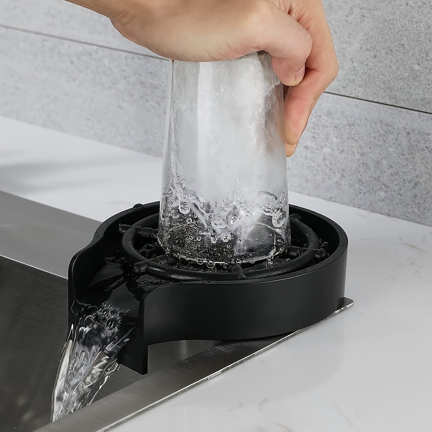 Manual Press-type Automatic Cup Cleaning Set, Including A Cup Cleaner With Connecting Tube And Connecting Water Pipe, Capable Of Pressing And Cleaning Cups, Suitable For Bars, Restaurants And Househol