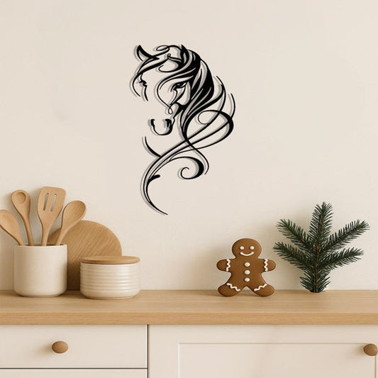 Modern Abstract Horse Metal Wall Art  Vintage Industrial Wall Decor For Farmhouse, Boho & Minimalist Homes - Unique Hanging Art For Living Room, Bedroom, Office & Bar - Trendy Room Decor, Housewarmi