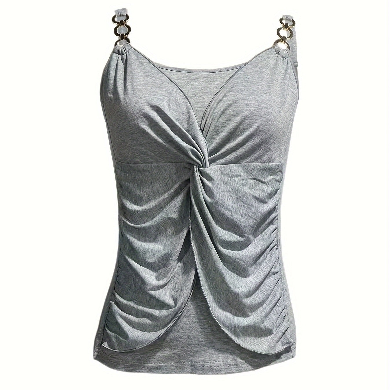 Ladies' Solid Color Fabric Twisted And Pleated Decorative Design, Metal Buckle Shoulder Strap, Casual Style Sling