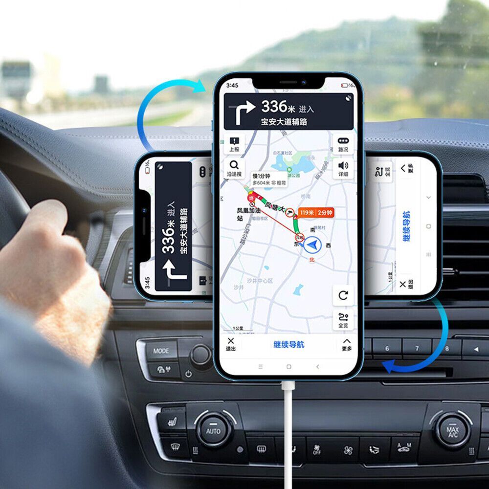 Magnetic Wireless Charger Car Mount Holder For 12 13 14 Pro Max MagSafe