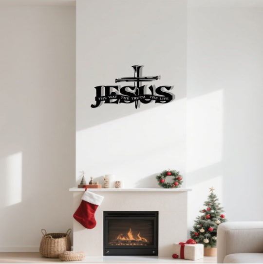 Jesus Cross Metal Wall Art  The Way, The Truth, The Life Sign Christian Home Decor For Bedroom, Living Room, Bathroom & Kitchen  Rustproof, Waterproof Durable Wall Hanging  Fade-Resistant Fini