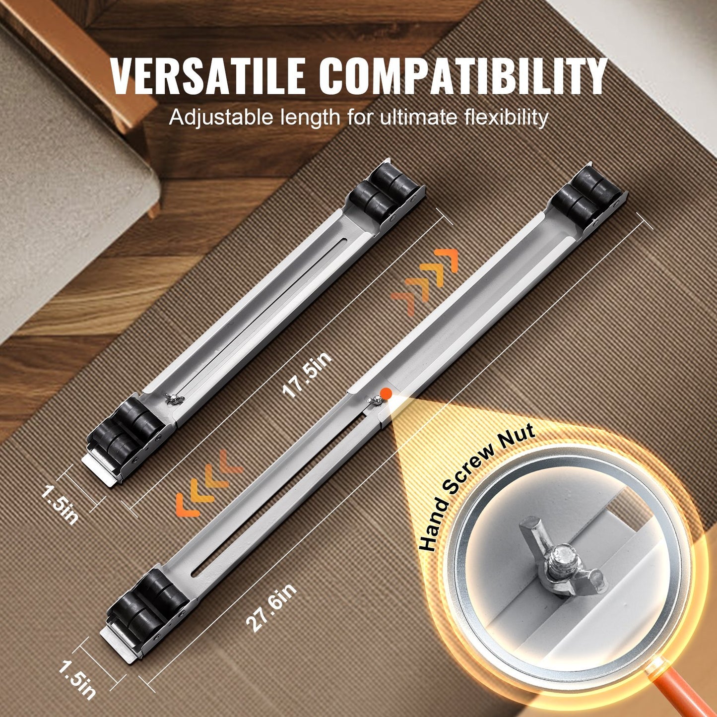 Heavy Duty Furniture Appliances Rollers, 660 Lbs Total Load, Extendable Appliance Rollers Mobile Washing Machine Base, Fridge Stand Dolly Movers For Refrigerators, Dryers, Dishwashers, White