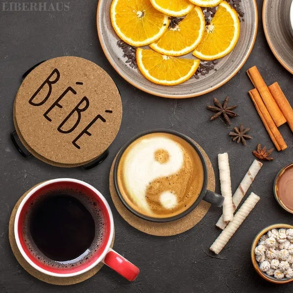 Cork Coasters For Drinks Coasters Set Of 6 With Holder Funny Coasters For Adults Cup Coasters For Coffee Table Home Bar Wedding Absorbent Coasters Mat Cups Cool Decor Unique Coaster Gift