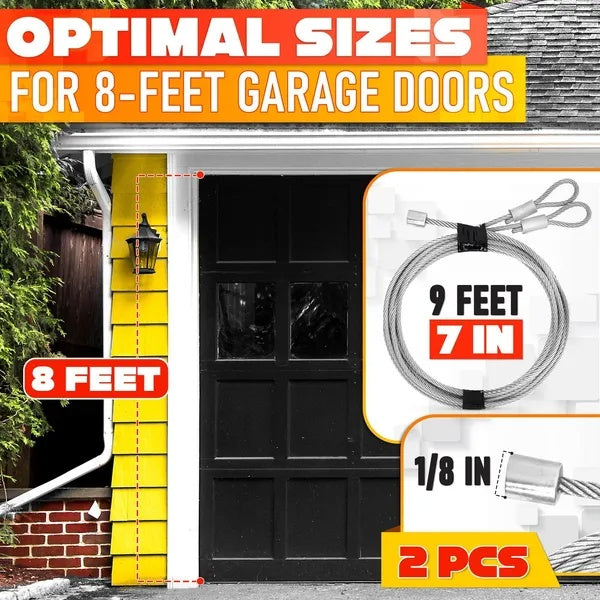 Garage Door Cable For 8 Ft Door 9 Ft 7 In Long Heavy Duty 304 Steel Galvanized Cables Pack Of 2 Corrosion Resistant Rust Proof Wire Durable Smooth Operation Easy Installation Reliable