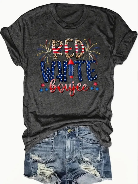 English Letters - Printed Round Neck Vest - Casual And Loose - Daily Wear - Women's Clothing