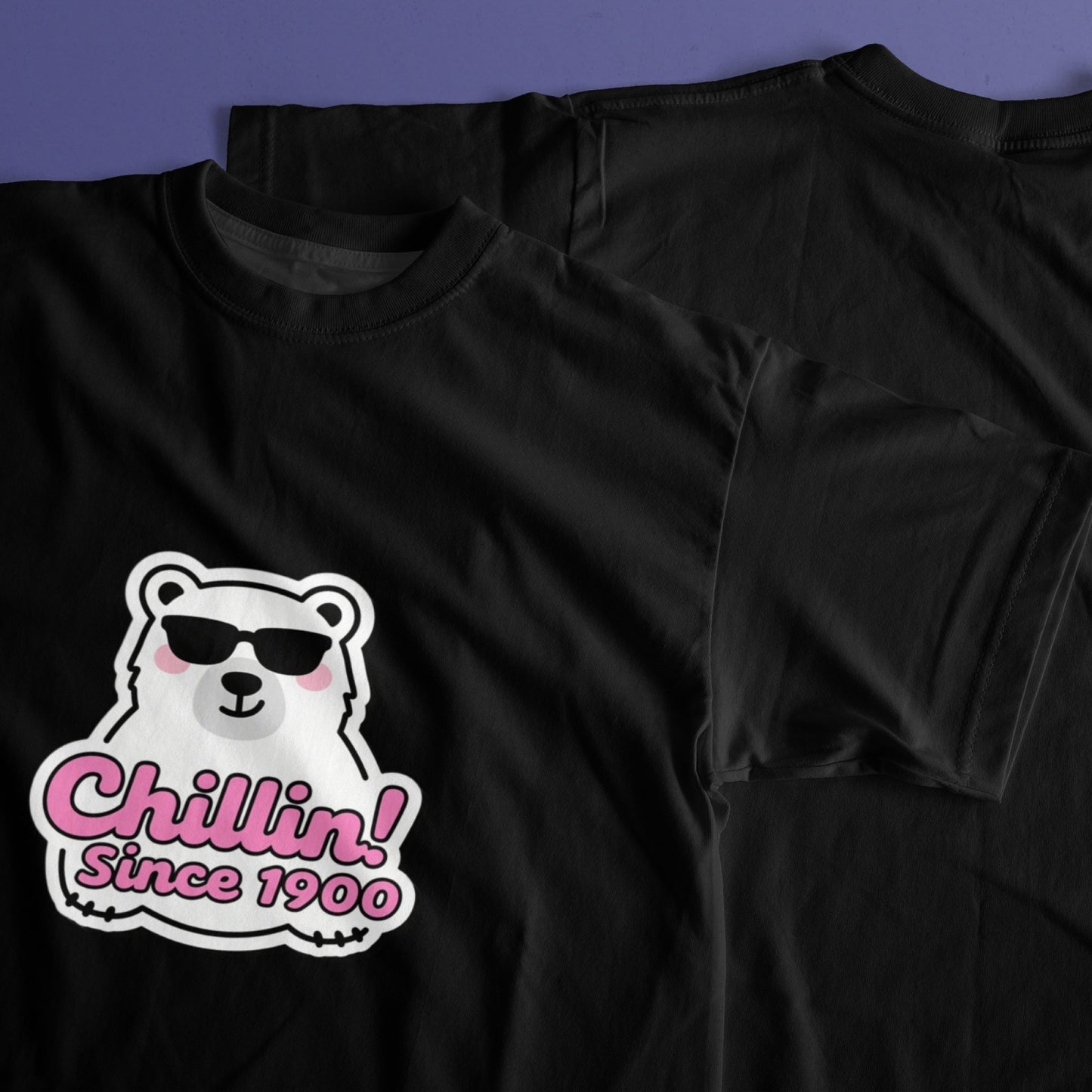 Cartoon Polar Bear Men's Pure Cotton T-shirt - Casual Round Neck, Slightly Elastic, Suitable For Four Seasons Knitted Fabric, Classic Fit Adult Shirt, Couple's Shirt