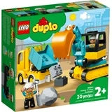 LEGO DUPLO Town Truck & Tracked Excavator Construction Vehicle 10931 Toy for Toddlers 2 - 4 Years Old Girls & Boys, Fine Motor Skills Development