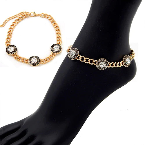 Rhinestone Pave Greek Chain Fashion Anklet