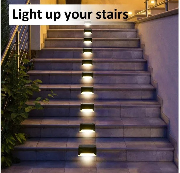 8 Pack New Solar Deck Lights Outdoor Waterproof LED Steps Lamps For Stairs Fence
