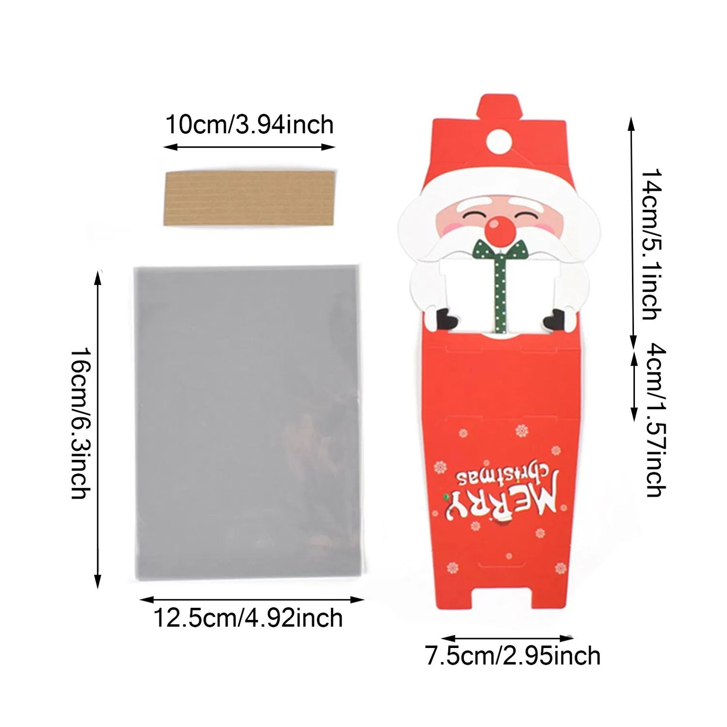 8 Pcs Mini Christmas Candy Boxes With Cellophane Bags And Twist Ties Cartoon Santa Claus Design Gift Box Paper Merry Christmas Goodie Cookie Boxes For Xmas Holiday Party Supplies