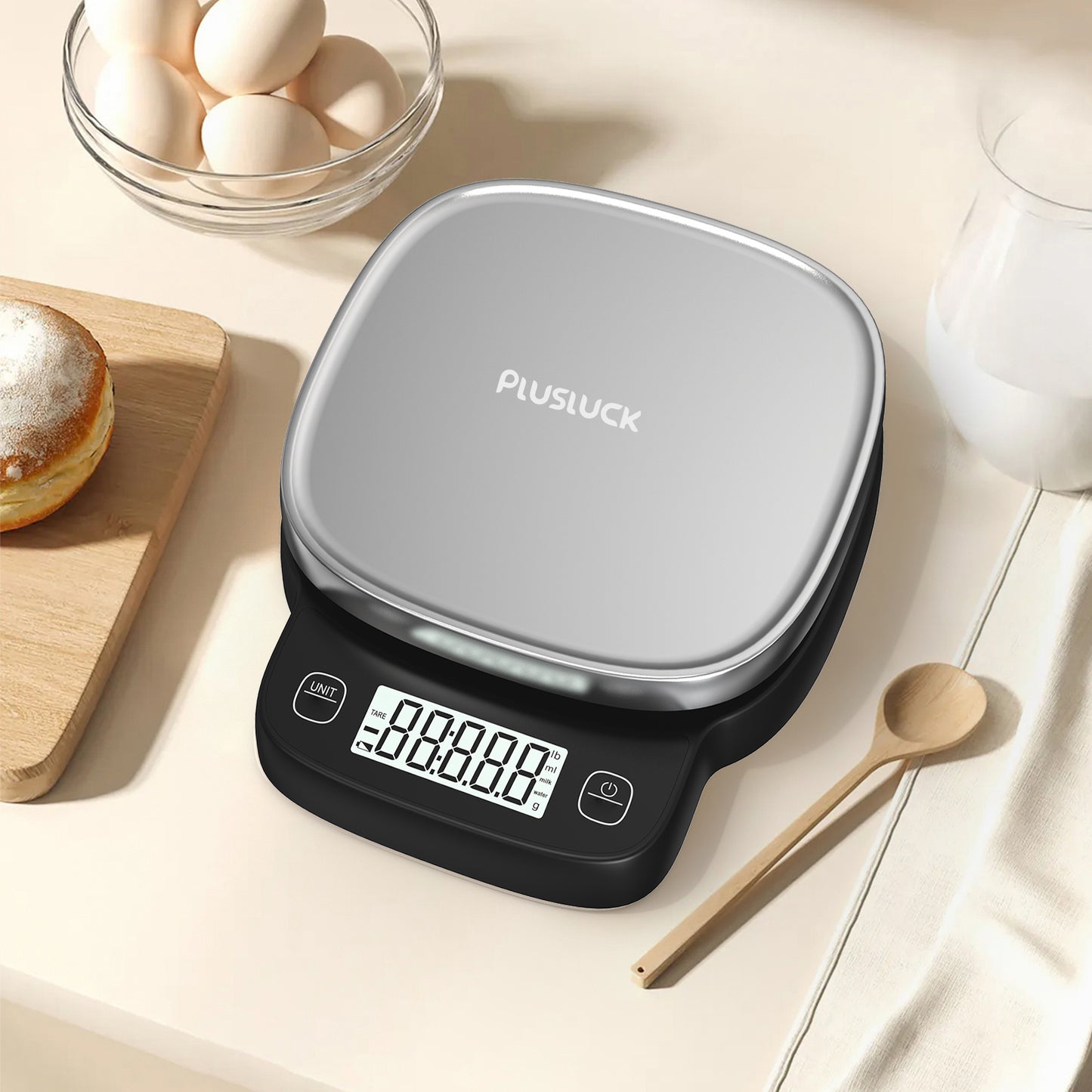 High Precision 0.1g Digital Kitchen Scale - Capacity 5kg, 304 Stainless Steel Surface, Multi-function LCD Display, One-click Peeling