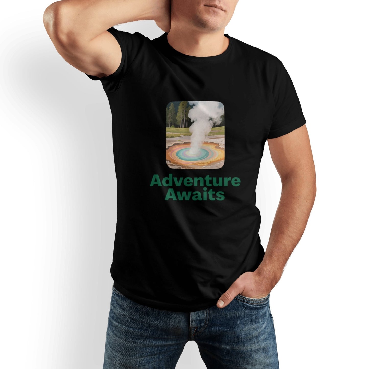 Solid Color Printed Men's Pure Cotton T-shirt - Casual Round Neck, Slightly Elastic, Suitable For Summer Knitted Fabrics, Classic Fit Adult Shirt, Couple Shirt