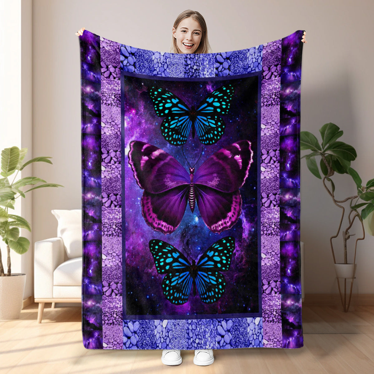 Cozy Butterfly Printed Flannel Blanket - Soft, Warm, And Lightweight Throw For Couch, Sofa, Office, Bed, Camping, And Travel - Multi-Purpose Gift For All Seasons With Versatile Design