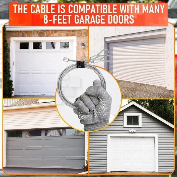 Garage Door Cable For 8 Ft Door 9 Ft 7 In Long Heavy Duty 304 Steel Galvanized Cables Pack Of 2 Corrosion Resistant Rust Proof Wire Durable Smooth Operation Easy Installation Reliable