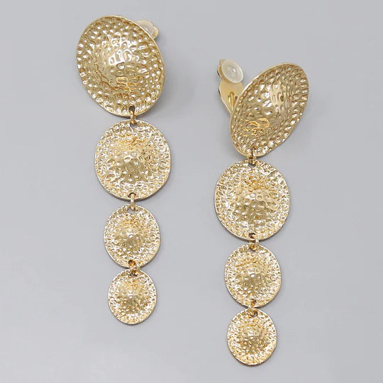Gradual Hammered Disc Clip On Earrings