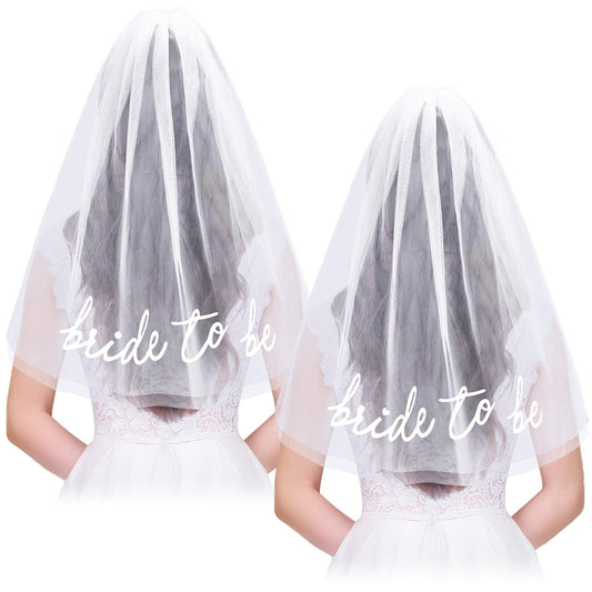 Bride To Be Embroidered Veil Bachelorette Party BachParty Accessory Bride To Be Headband White Bridal Veil Headpiece For Bridal Shower Engagement Party Wedding Bridesmaid Gift,550-8750-M