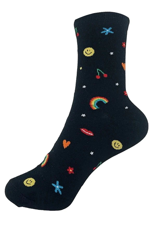 Multi Print Cotton Crew Socks