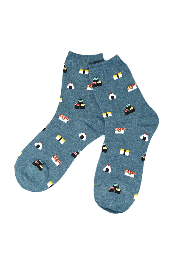 Sushi Print Cotton Crew Socks