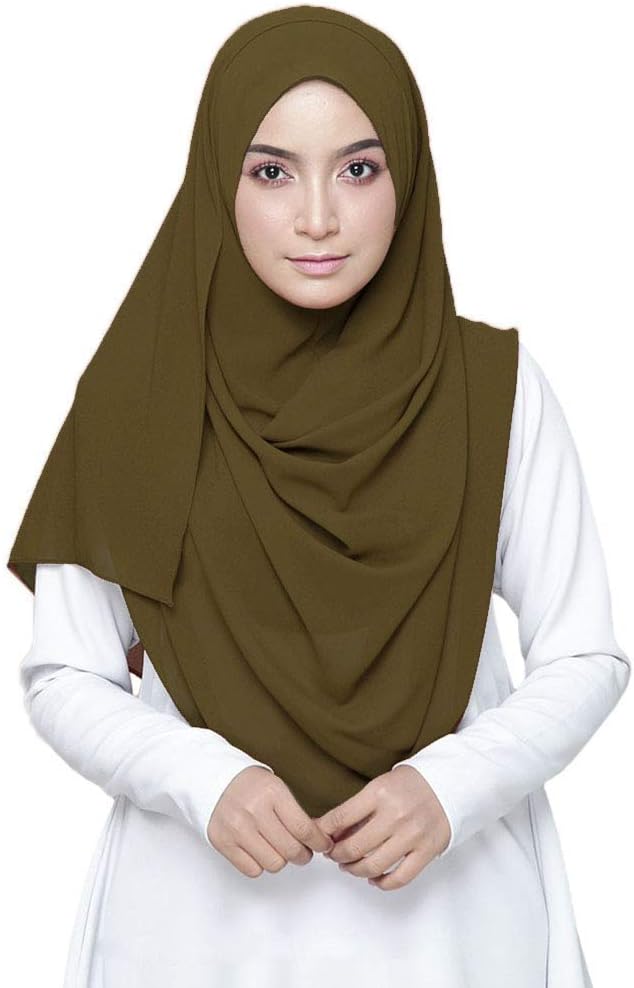 LMVERNA Solid Color Bubble Chiffon Scarf for Women Fashion Soft Hijab Long Scarf Wrap Scarves