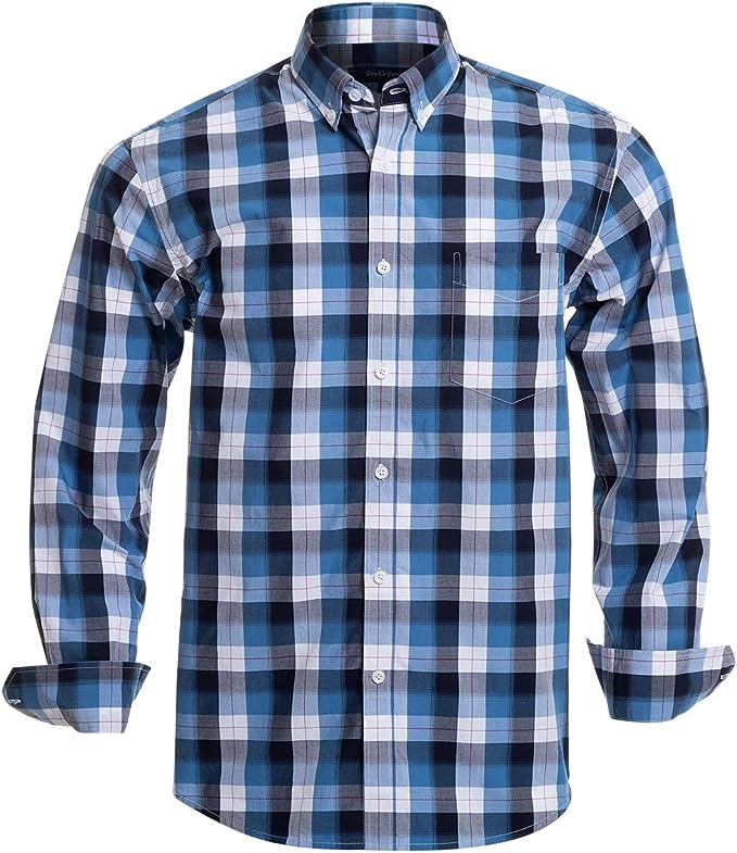 Double Pump Mens Button Down Shirts Cotton Long Sleeve Shirts Regular Fit