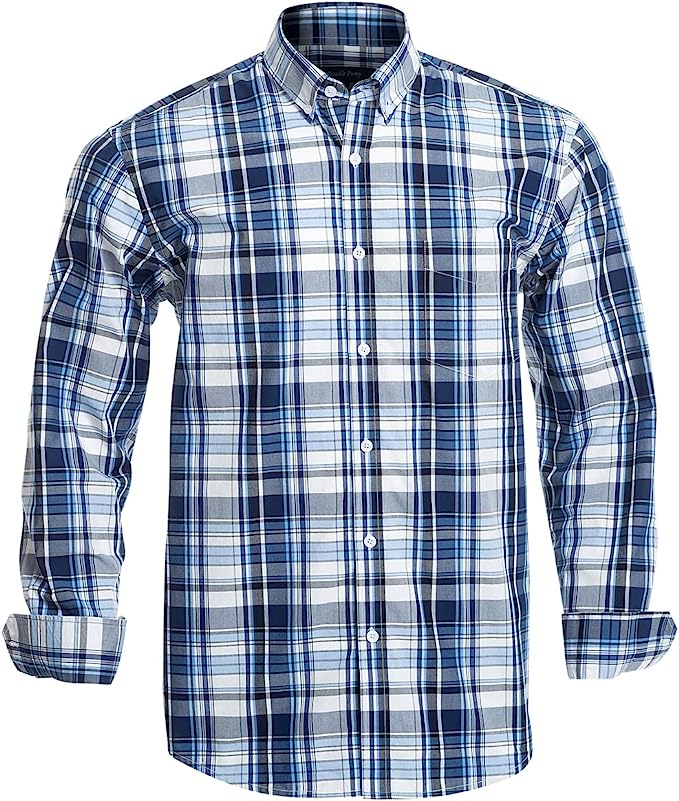 Double Pump Mens Button Down Shirts Cotton Long Sleeve Shirts Regular Fit