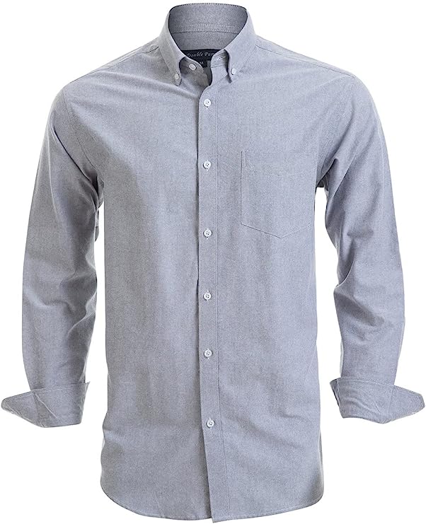 Double Pump Mens Button Down Shirts Cotton Long Sleeve Shirts Regular Fit