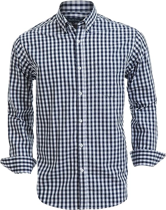 Double Pump Mens Button Down Shirts Cotton Long Sleeve Shirts Regular Fit