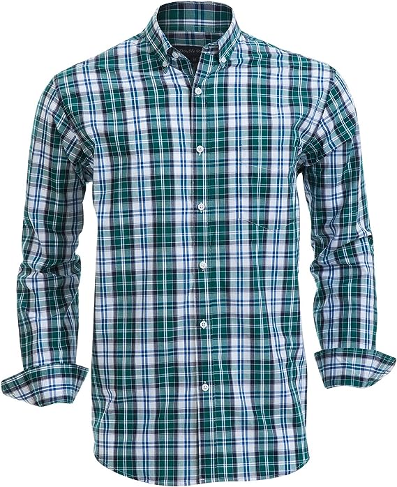 Double Pump Mens Button Down Shirts Cotton Long Sleeve Shirts Regular Fit